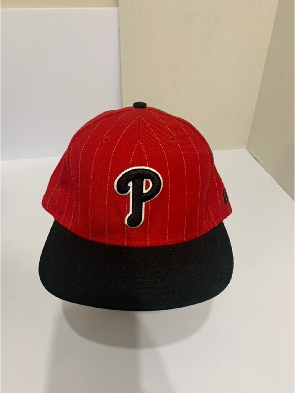 Philadelphia Phillies New Era 59FIFTY Fitted Hat 7.5 Wool Red Pinstripe MLB Cap